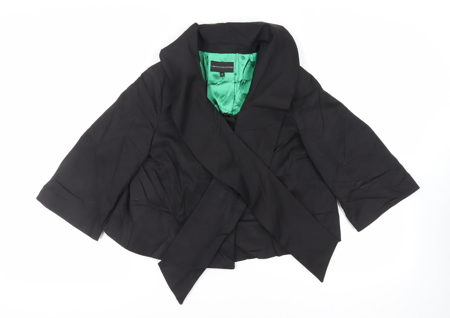 Marks and Spencer Womens Black Jacket Blazer Size 12 Snap - Neck Scarf
