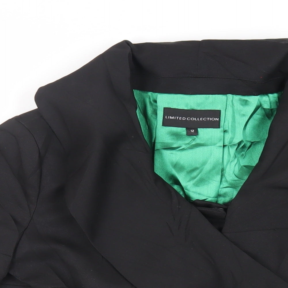 Marks and Spencer Womens Black Jacket Blazer Size 12 Snap - Neck Scarf