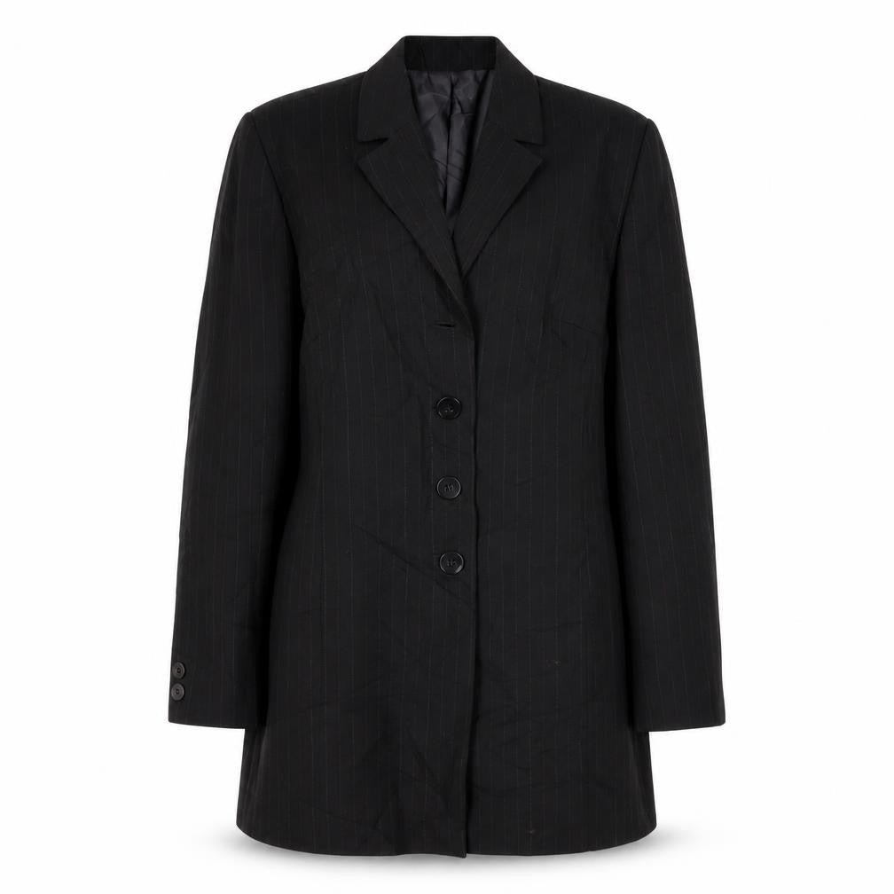 Klass Womens Black Striped Jacket Blazer Size 12 Button