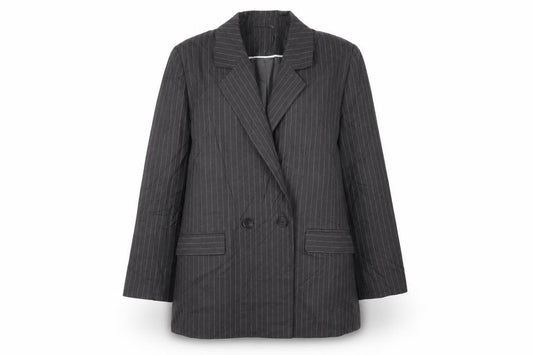 New Look Womens Grey Striped Jacket Blazer Size 16 Button