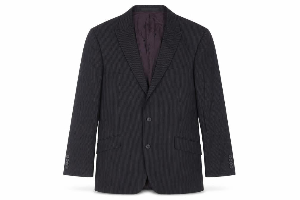 Marks & Spencer Mens Black Striped Wool Jacket Suit Jacket Size 42 Regular