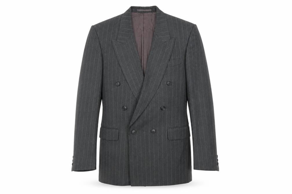 Varteks Mens Grey Striped Polyester Jacket Suit Jacket Size 40 Regular