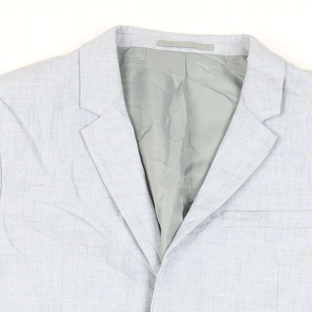Topman Mens Blue Polyester Jacket Suit Jacket Size 38 Regular