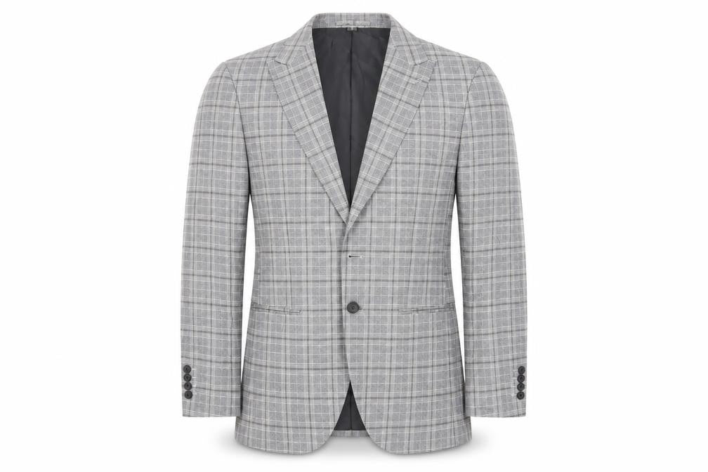 Marks & Spencer Mens Grey Plaid Polyester Jacket Suit Jacket Size 38 Regular