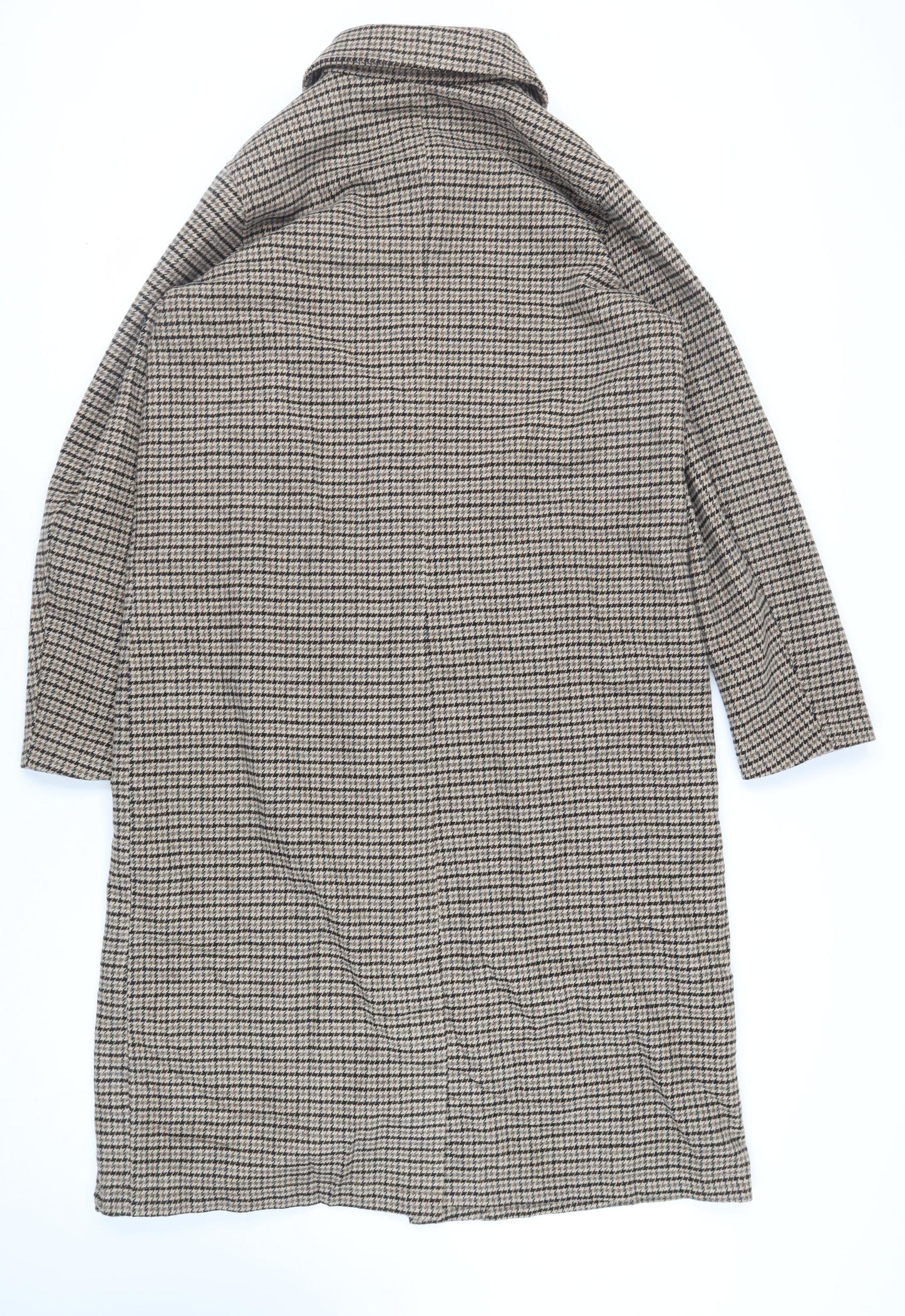 VILA Womens Brown Geometric Overcoat Coat Size 12 Button