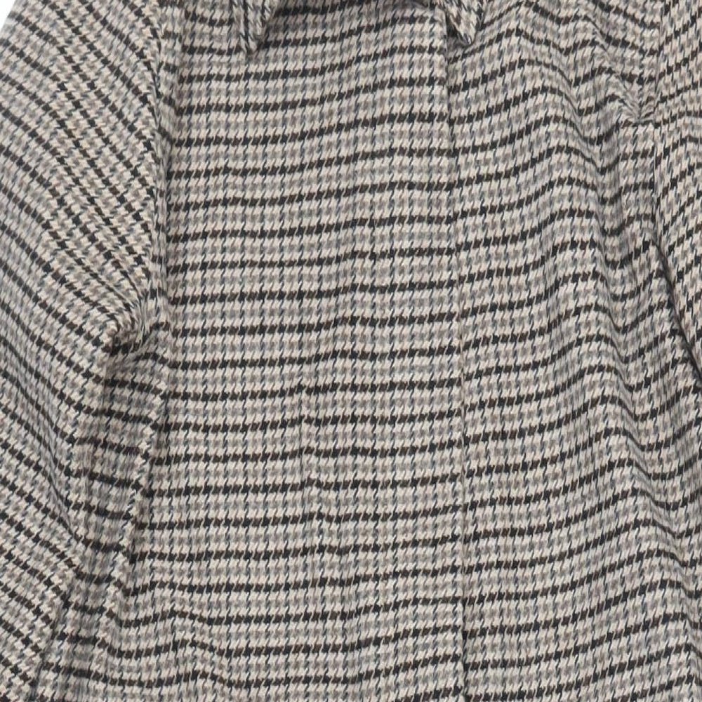 VILA Womens Brown Geometric Overcoat Coat Size 12 Button