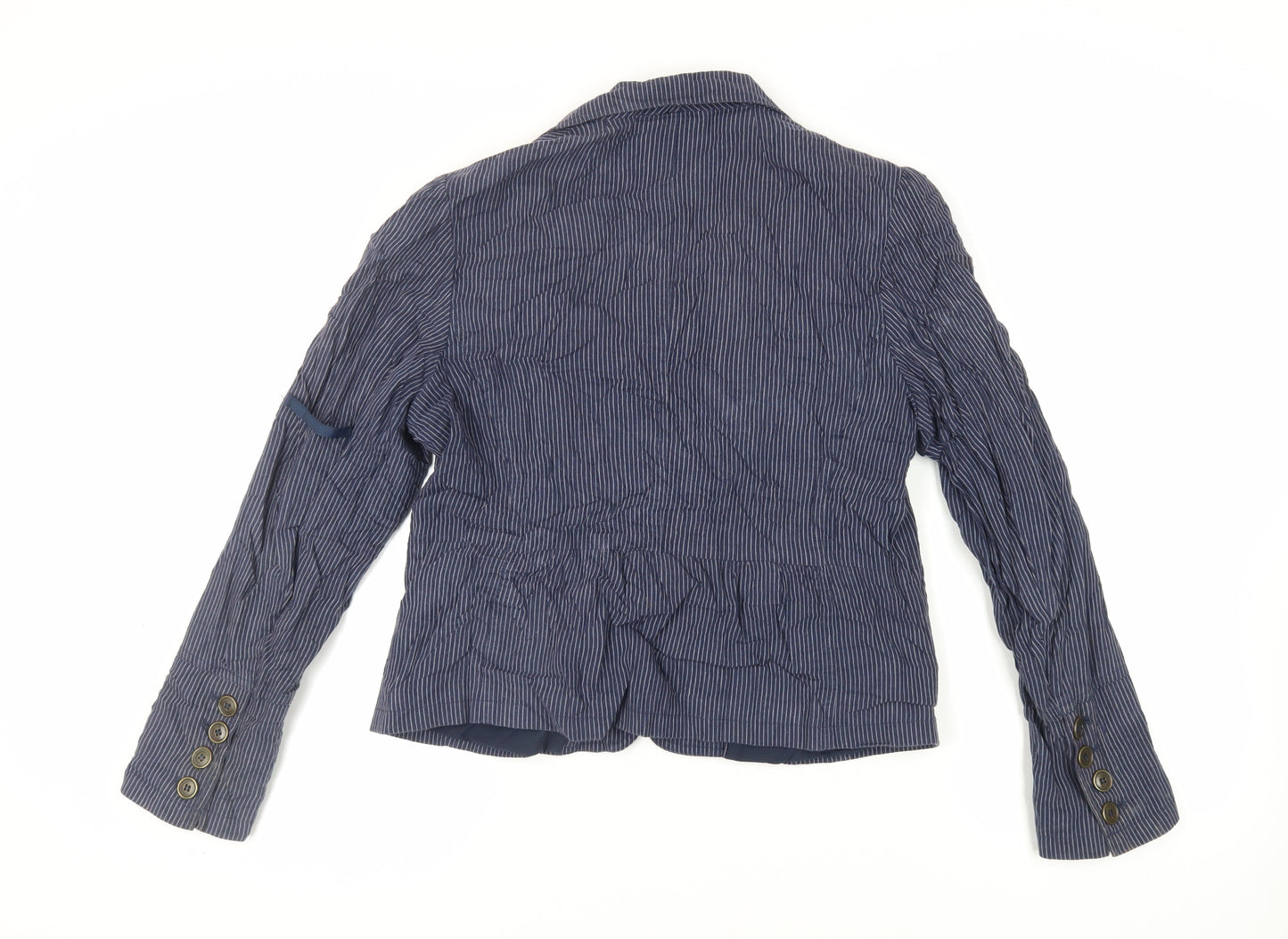 NEXT Womens Blue Striped Jacket Blazer Size 16 Button