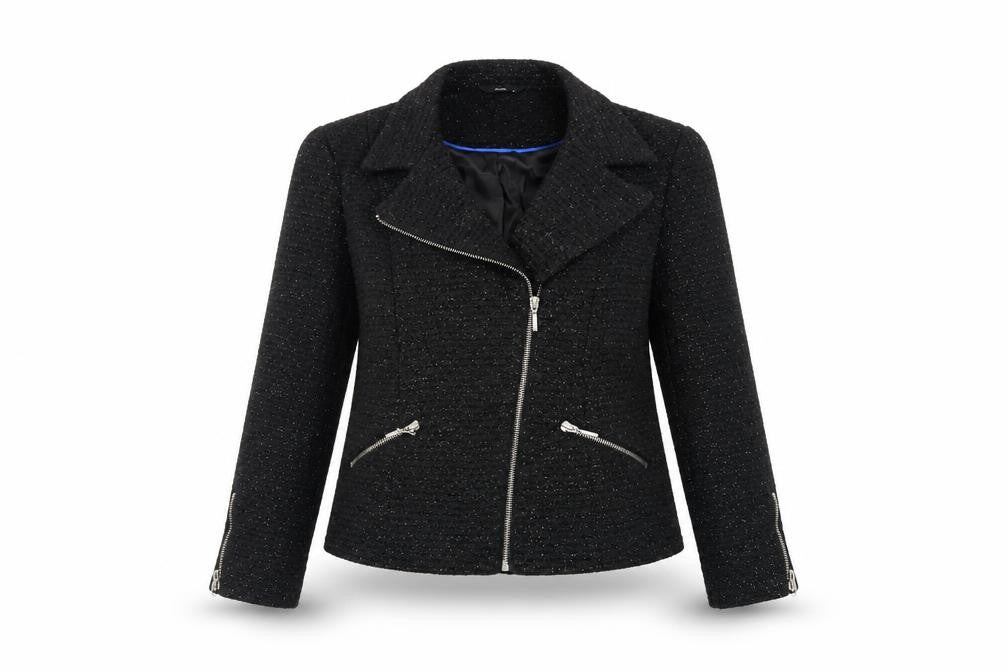 M&Co Womens Black Jacket Blazer Size 10 Zip - Glitter