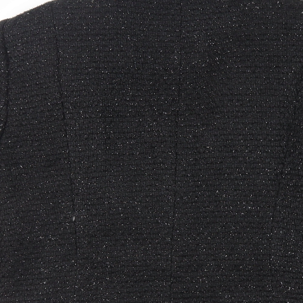 M&Co Womens Black Jacket Blazer Size 10 Zip - Glitter