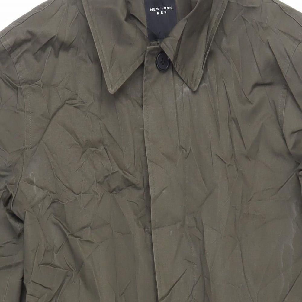 New Look Men Mens Green Overcoat Coat Size XS Button