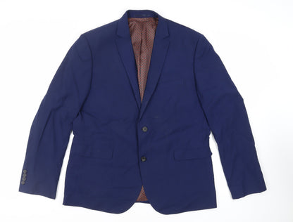 Next Mens Blue Polyester Jacket Suit Jacket Size 46 Regular