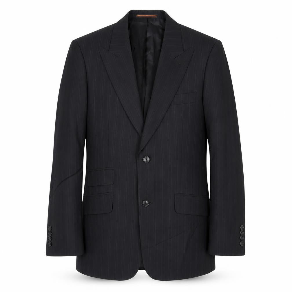Topman Mens Black Striped Polyester Jacket Suit Jacket Size 36 Regular