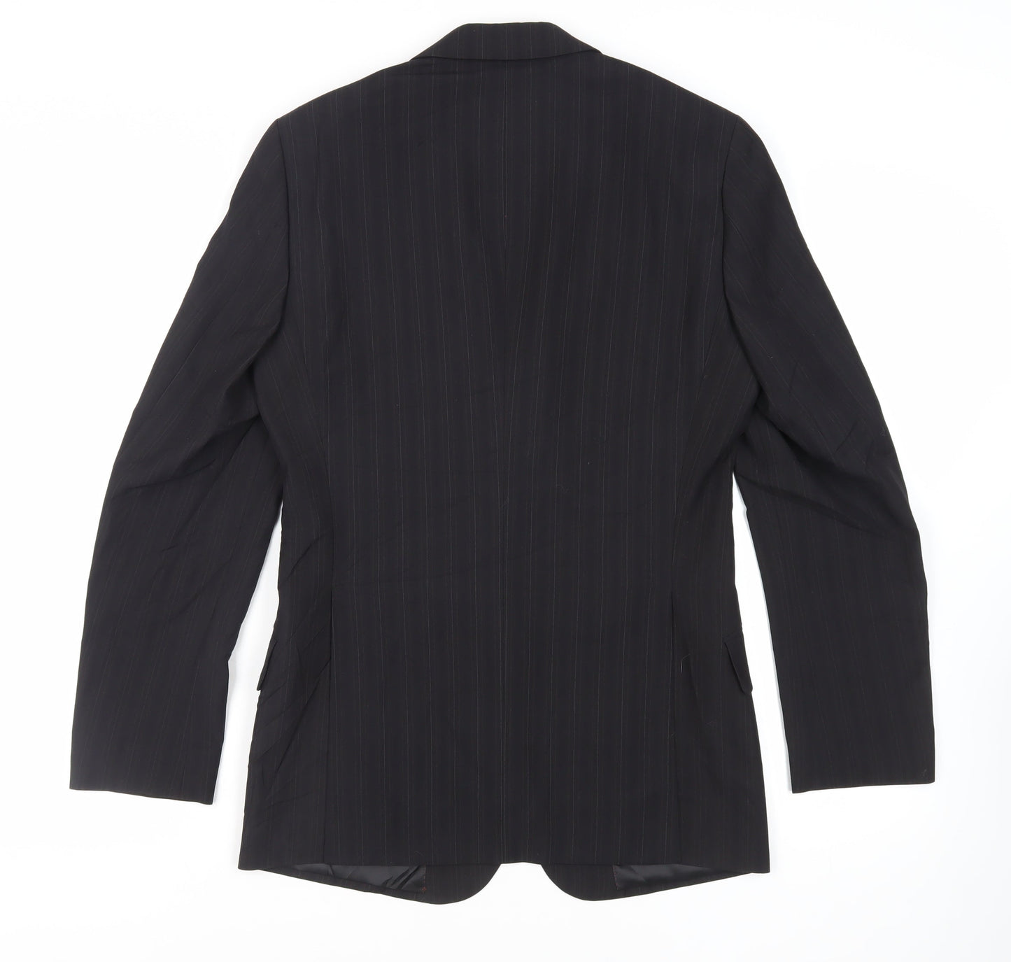 Topman Mens Black Striped Polyester Jacket Suit Jacket Size 36 Regular