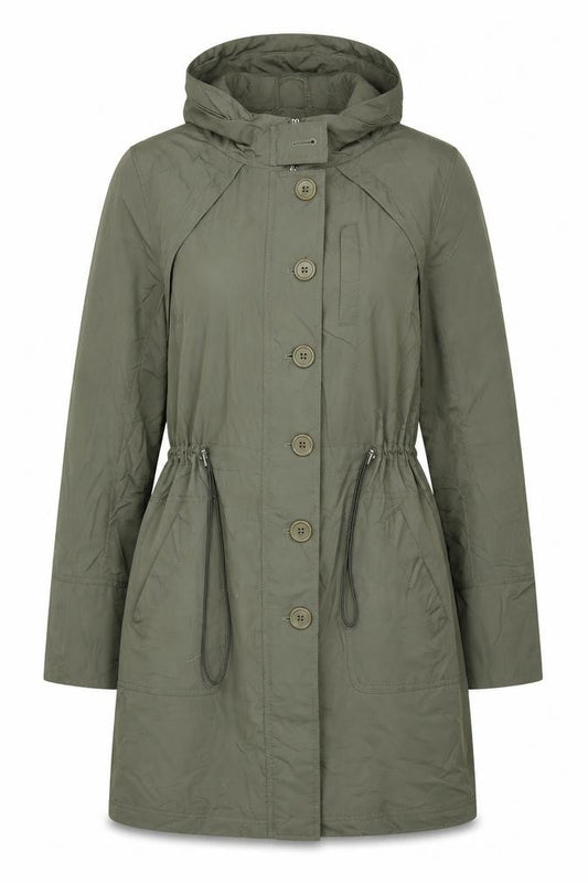 Mia Moda Womens Green Trench Coat Coat Size 16 Zip