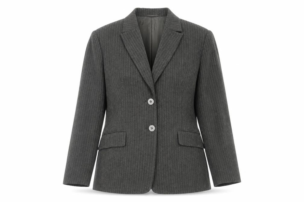 Precis Petite Womens Green Striped Jacket Blazer Size 14 Button