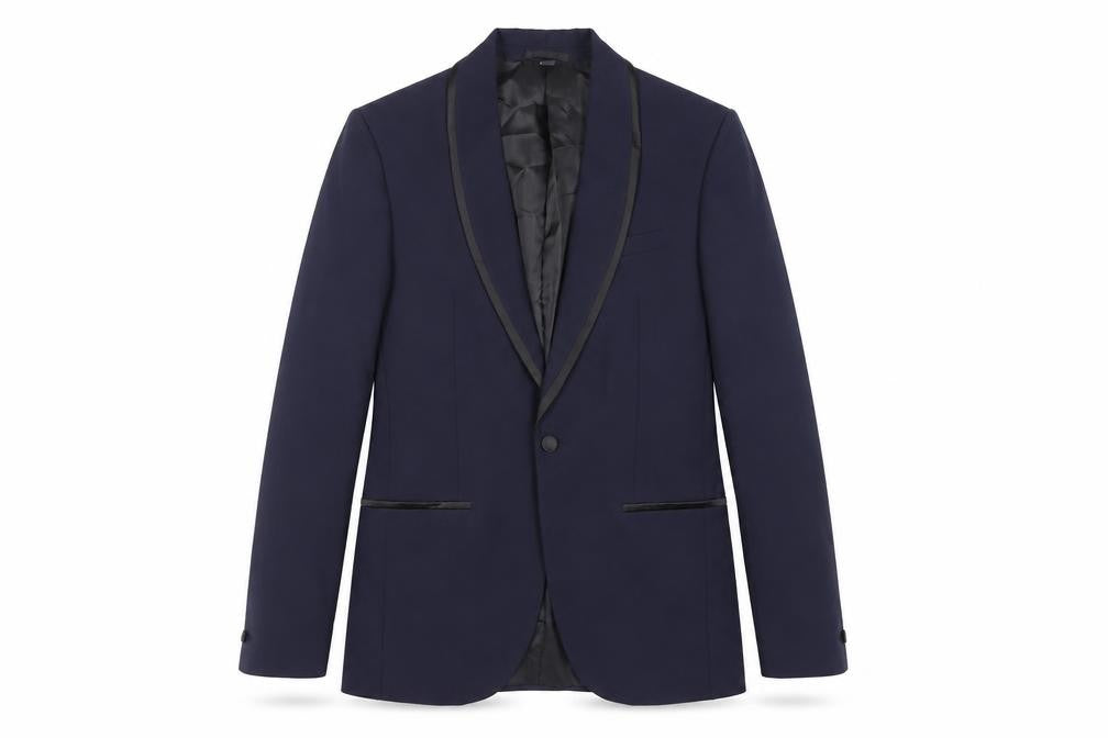 Marks & Spencer Mens Blue Polyester Tuxedo Suit Jacket Size 38 Regular