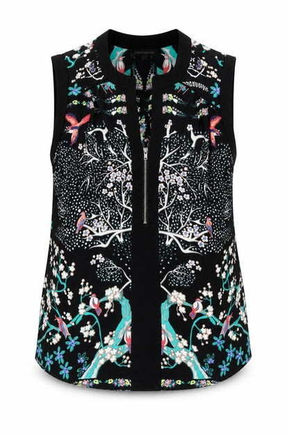 Warehouse Womens Black Fair Isle Polyester Basic Blouse Size 10 V-Neck