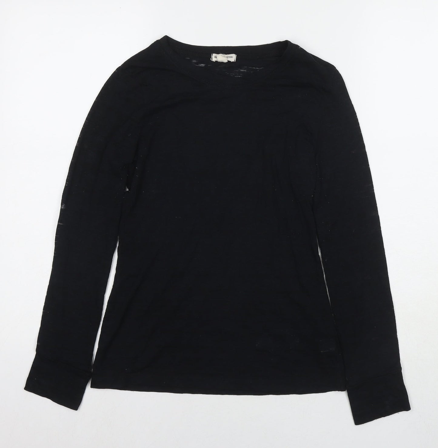 Zenana Outfitters Womens Black Cotton Basic T-Shirt Size M Round Neck