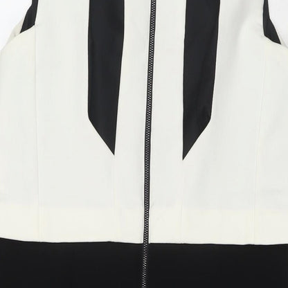 Next Womens Black Colourblock Polyester A-Line Size 14 Round Neck Zip