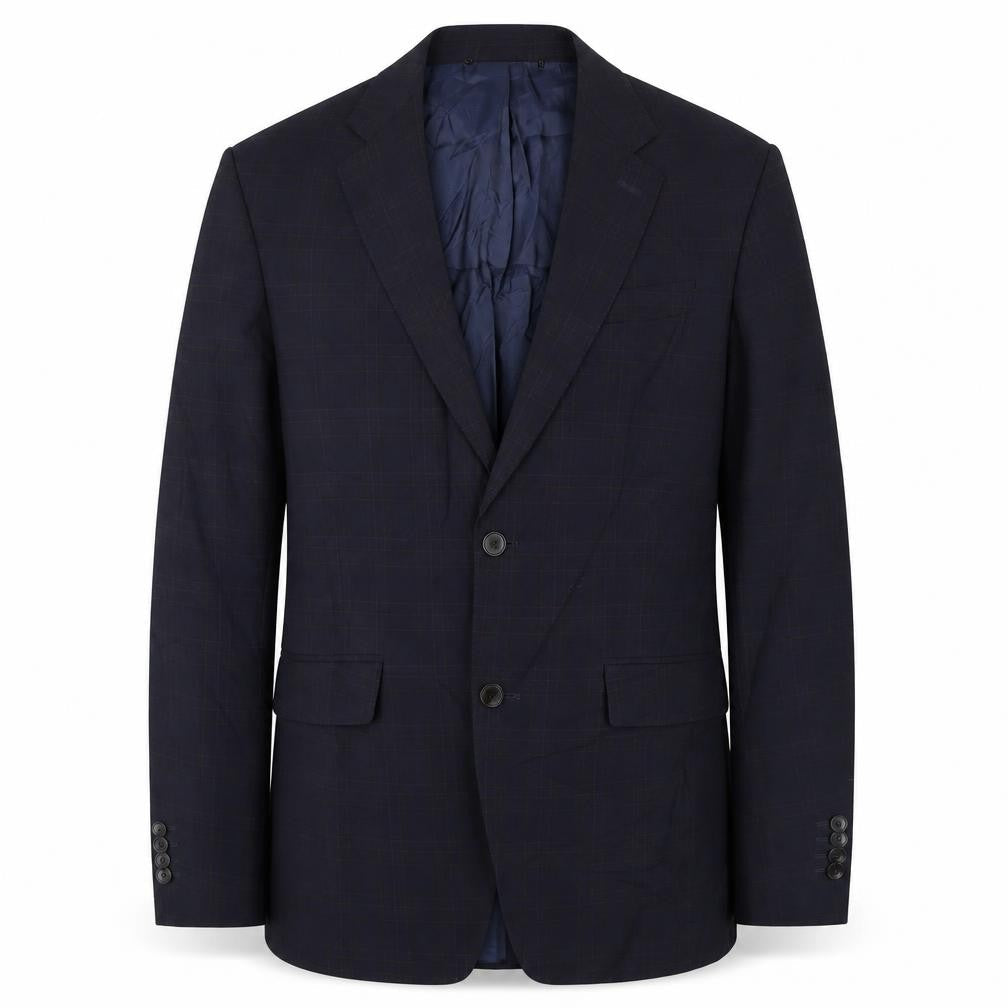 Zara Mens Blue Check Polyester Jacket Suit Jacket Size 40 Regular