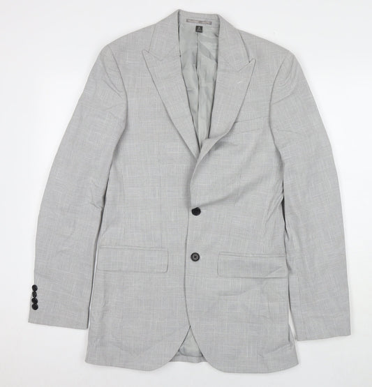Marks and Spencer Mens Grey Check Polyester Jacket Suit Jacket Size 34 Regular