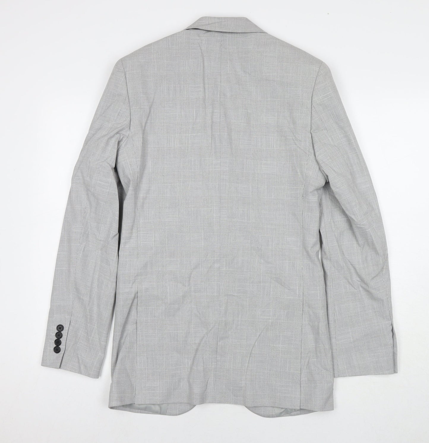 Marks and Spencer Mens Grey Check Polyester Jacket Suit Jacket Size 34 Regular