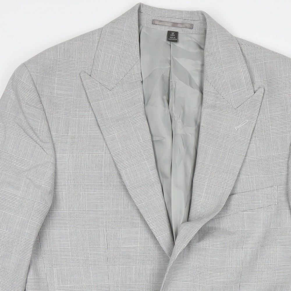Marks and Spencer Mens Grey Check Polyester Jacket Suit Jacket Size 34 Regular