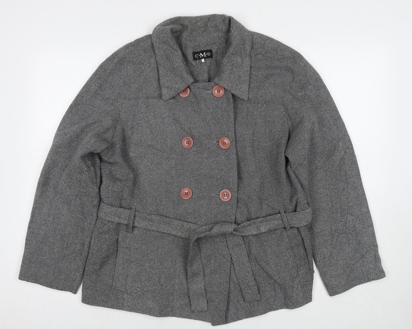CMD Womens Grey Pea Coat Coat Size 18 Button