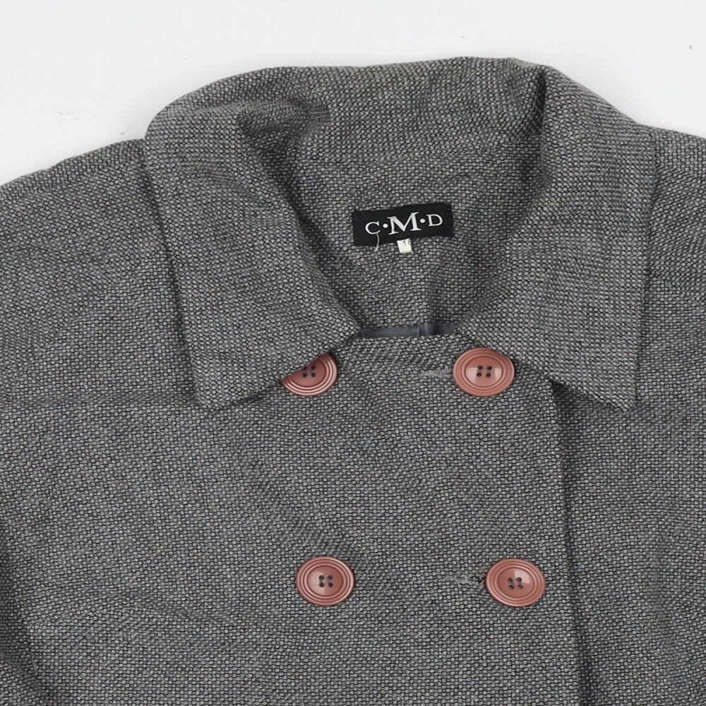 CMD Womens Grey Pea Coat Coat Size 18 Button