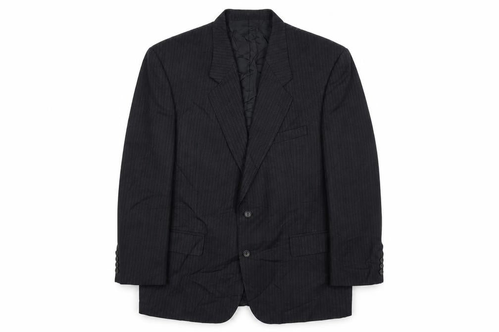 The Label Mens Grey Striped Wool Jacket Suit Jacket Size 44 Regular