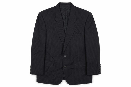 The Label Mens Grey Striped Wool Jacket Suit Jacket Size 44 Regular