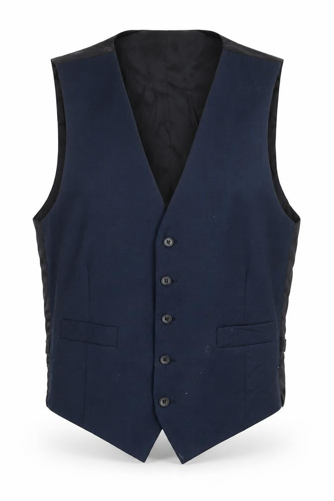 Marks & Spencer Mens Blue Polyester Jacket Suit Waistcoat Size M Regular - Label size 38-40''