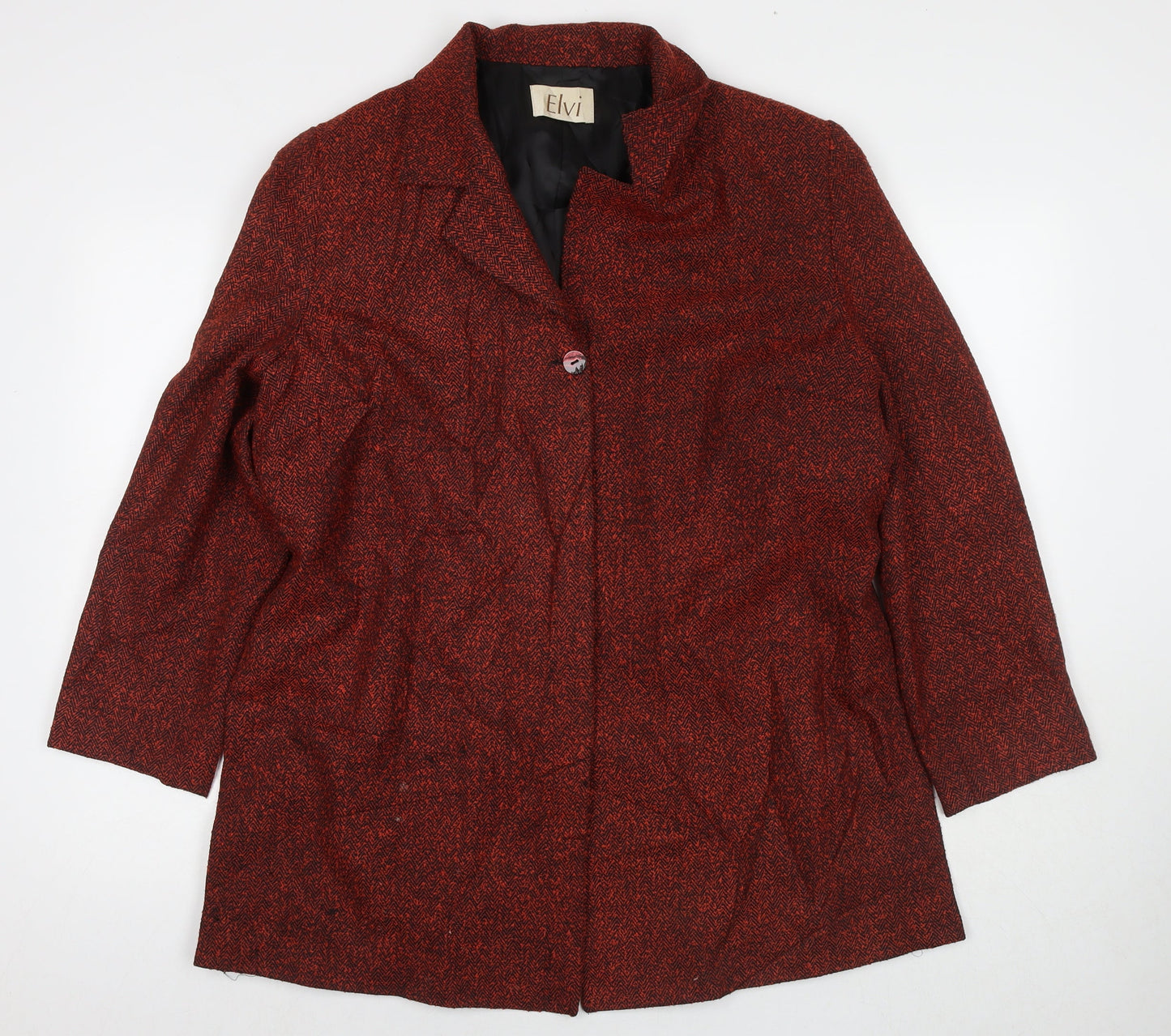 ELVI Womens Red Overcoat Jacket Size 18 Button