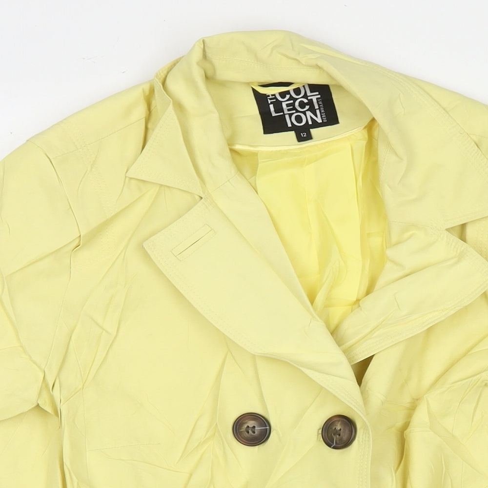 Debenhams Womens Yellow Trench Coat Coat Size 12 Button