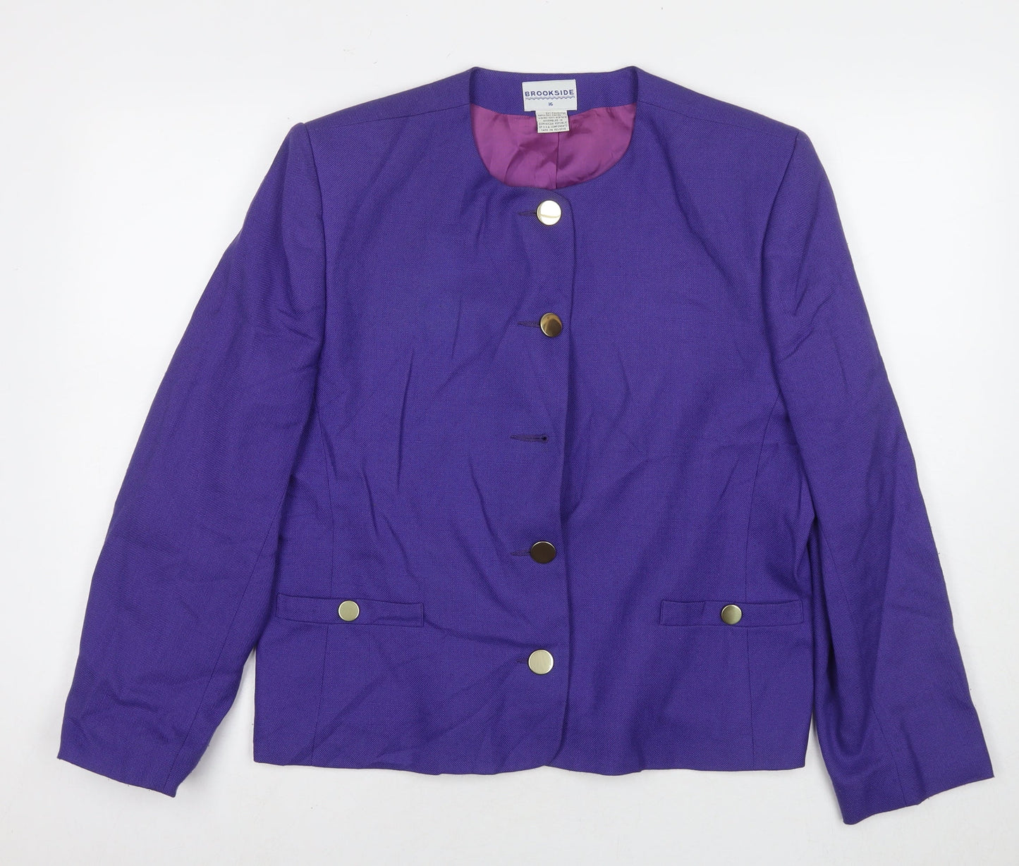 Brookside Womens Purple Jacket Blazer Size 16 Button