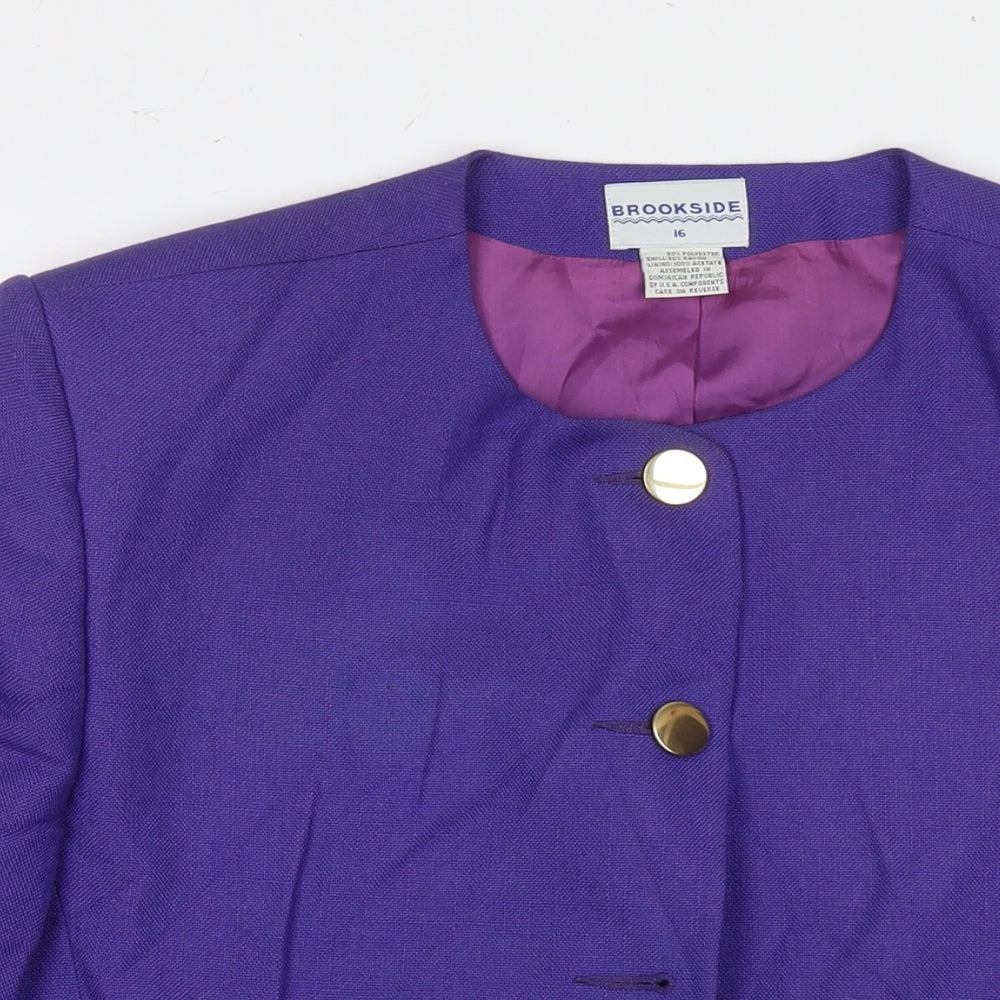Brookside Womens Purple Jacket Blazer Size 16 Button