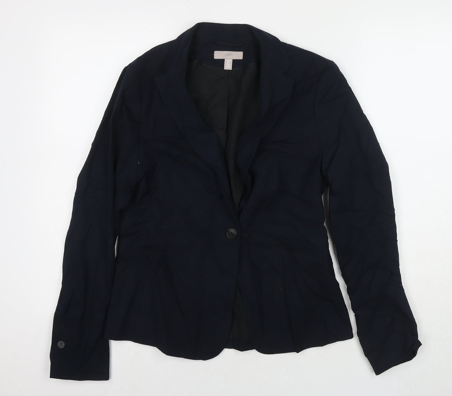 H&M Womens Blue Jacket Blazer Size 10 Button