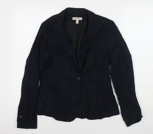 H&M Womens Blue Jacket Blazer Size 10 Button