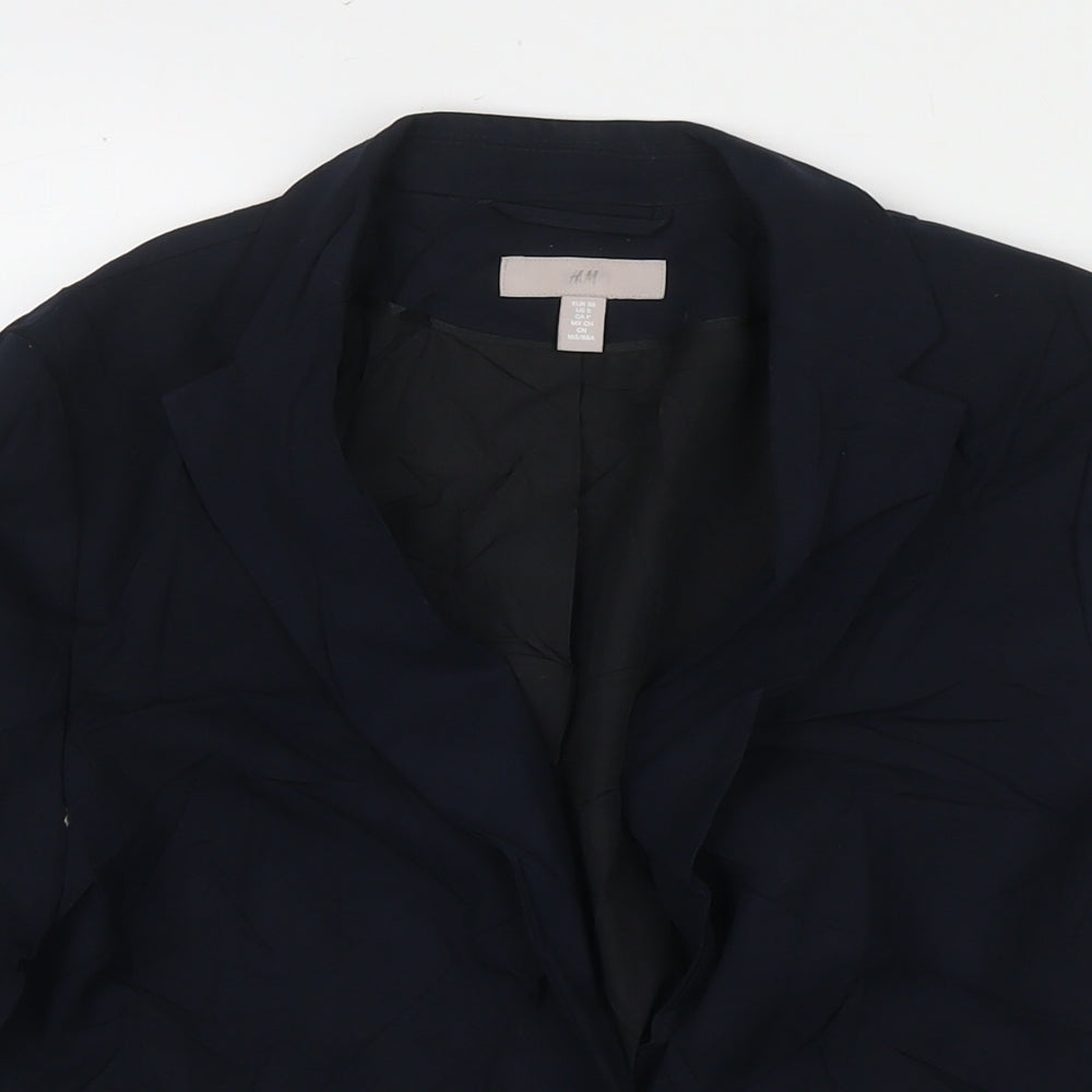 H&M Womens Blue Jacket Blazer Size 10 Button