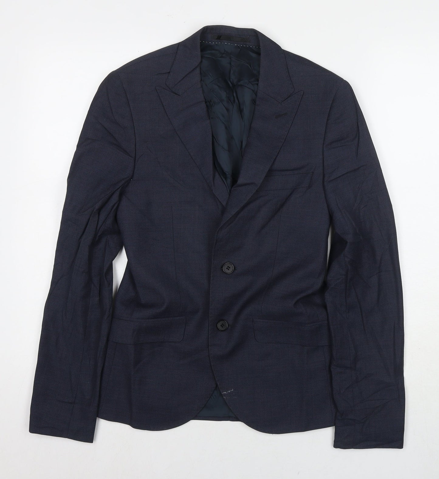 Topman Mens Blue Polyester Jacket Suit Jacket Size 34 Regular
