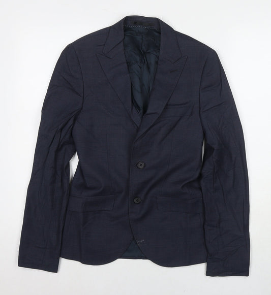 Topman Mens Blue Polyester Jacket Suit Jacket Size 34 Regular