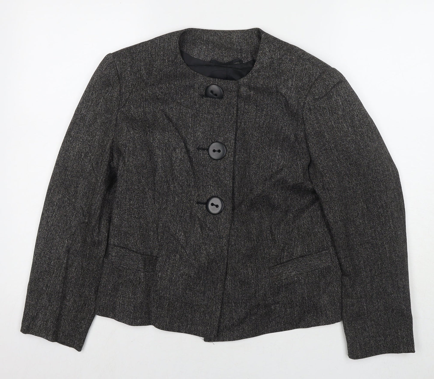 M&Co Womens Grey Jacket Blazer Size 12 Button