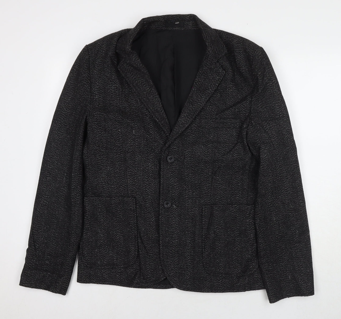 Bellfield Mens Black Jacket Blazer Size L Button
