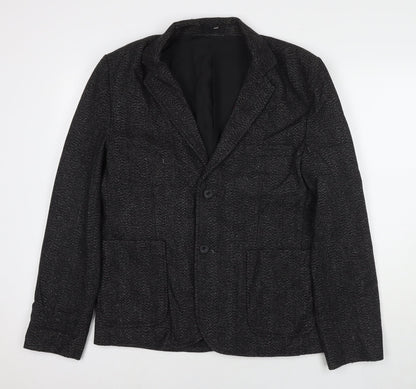 Bellfield Mens Black Jacket Blazer Size L Button