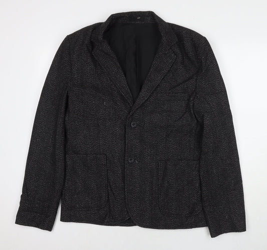 Bellfield Mens Black Jacket Blazer Size L Button
