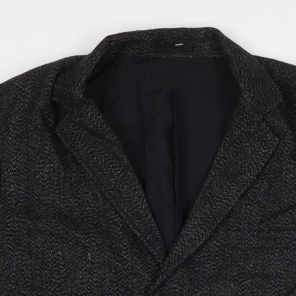 Bellfield Mens Black Jacket Blazer Size L Button
