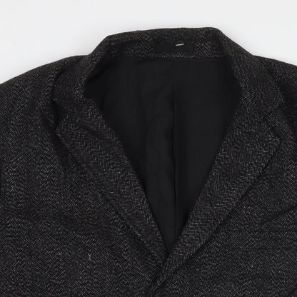 Bellfield Mens Black Jacket Blazer Size L Button