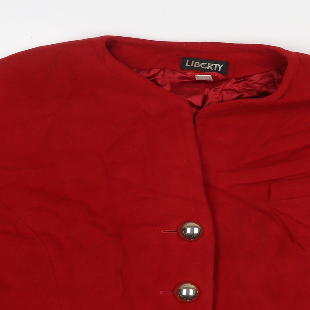 Liberty Womens Red Pea Coat Coat Size 14 Button