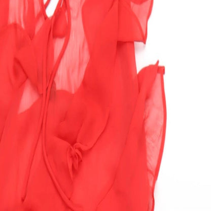 Close-up detail of As You women’s red polyester a-line, size UK 8, halter tie