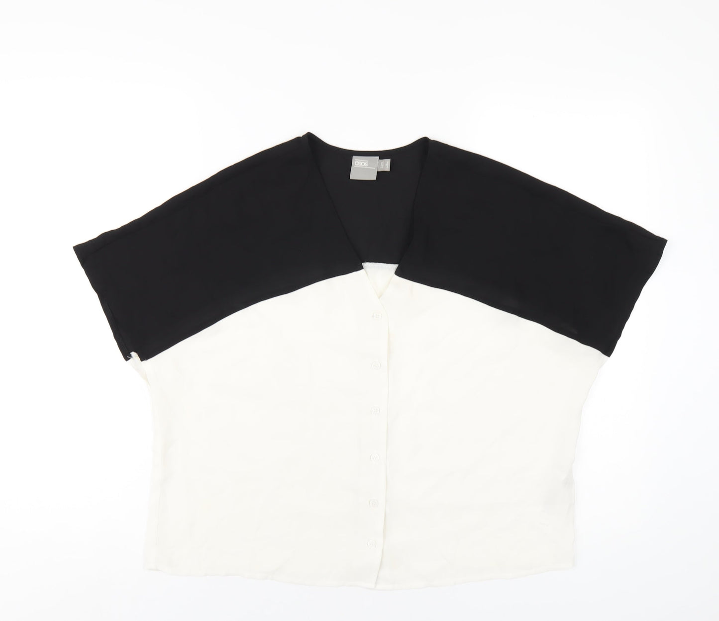ASOS Womens White Polyester Basic T-Shirt Size 8 V-Neck